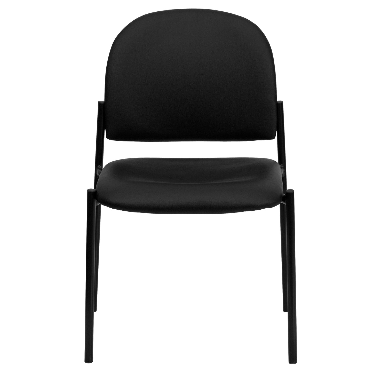 Tania Comfort Black Vinyl Stackable Steel Side Reception Chair Black Vinyl