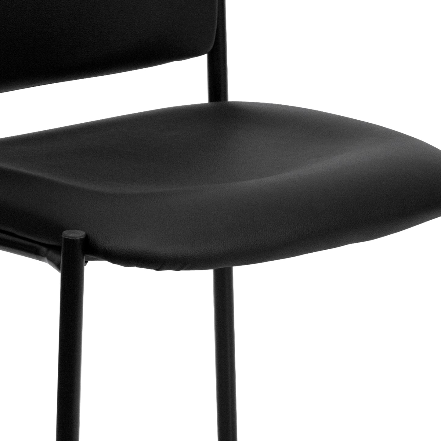 Tania Comfort Black Vinyl Stackable Steel Side Reception Chair Black Vinyl