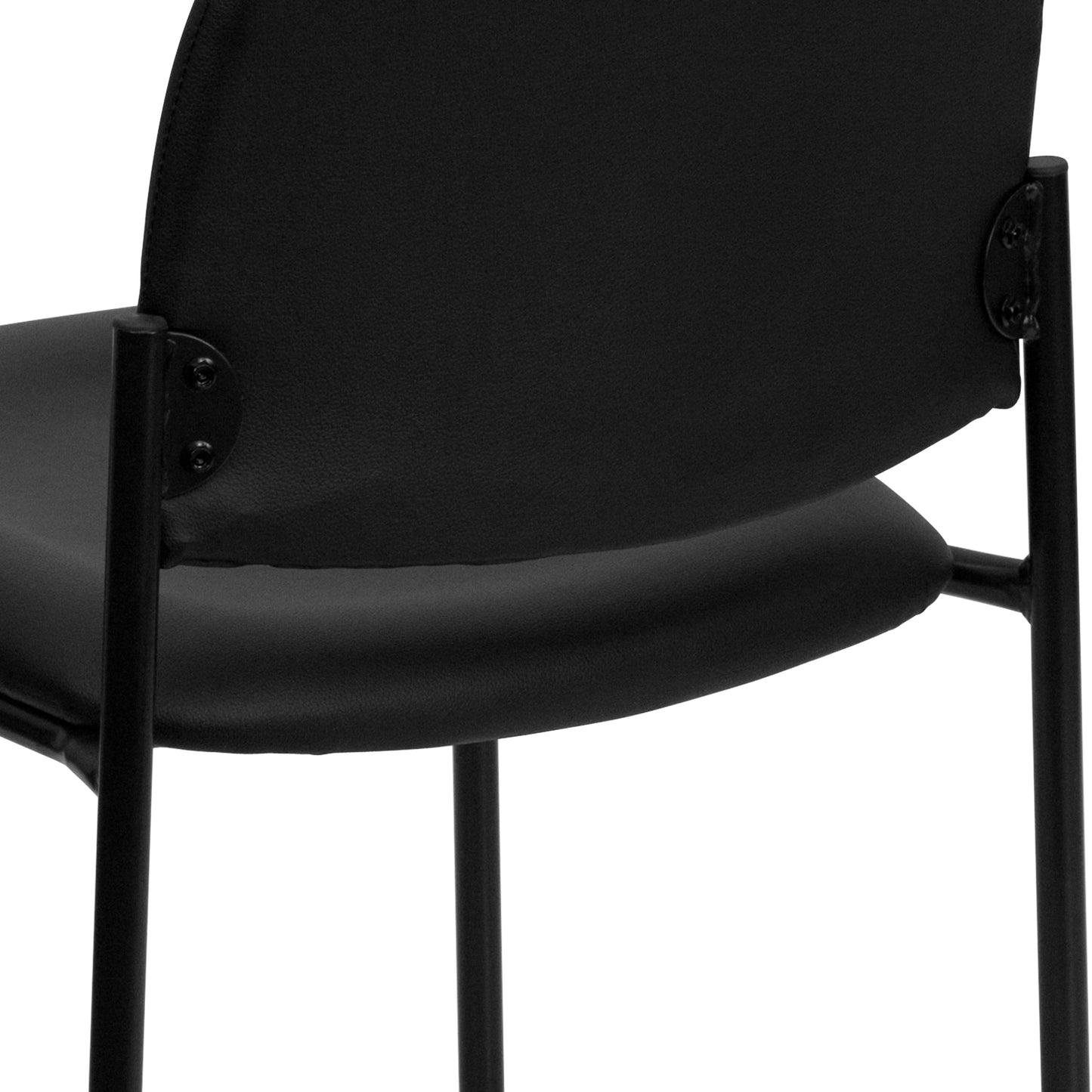 Tania Comfort Black Vinyl Stackable Steel Side Reception Chair Black Vinyl