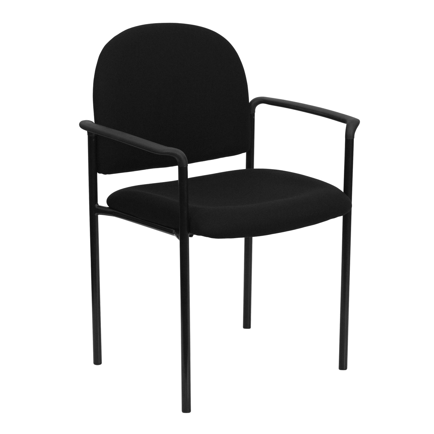 Tiffany Comfort Black Fabric Stackable Steel Side Reception Chair with Arms Black Fabric