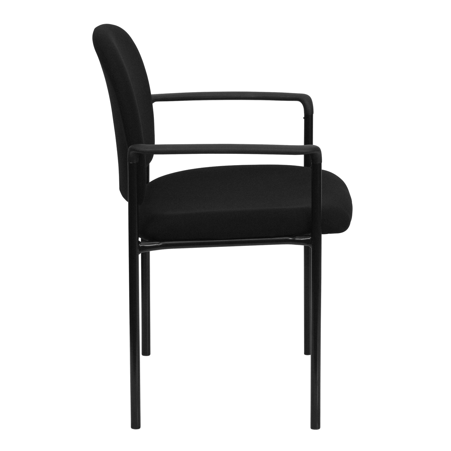 Tiffany Comfort Black Fabric Stackable Steel Side Reception Chair with Arms Black Fabric