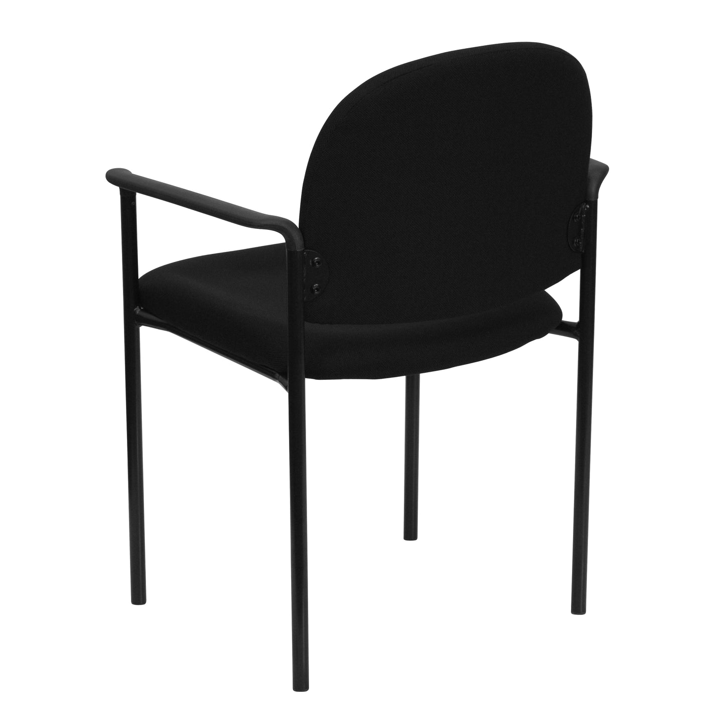 Tiffany Comfort Black Fabric Stackable Steel Side Reception Chair with Arms Black Fabric