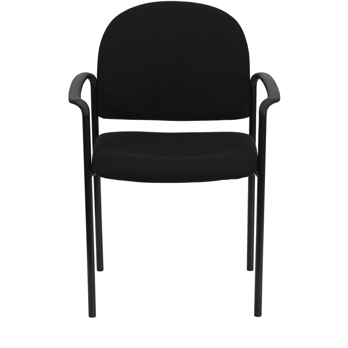 Tiffany Comfort Black Fabric Stackable Steel Side Reception Chair with Arms Black Fabric