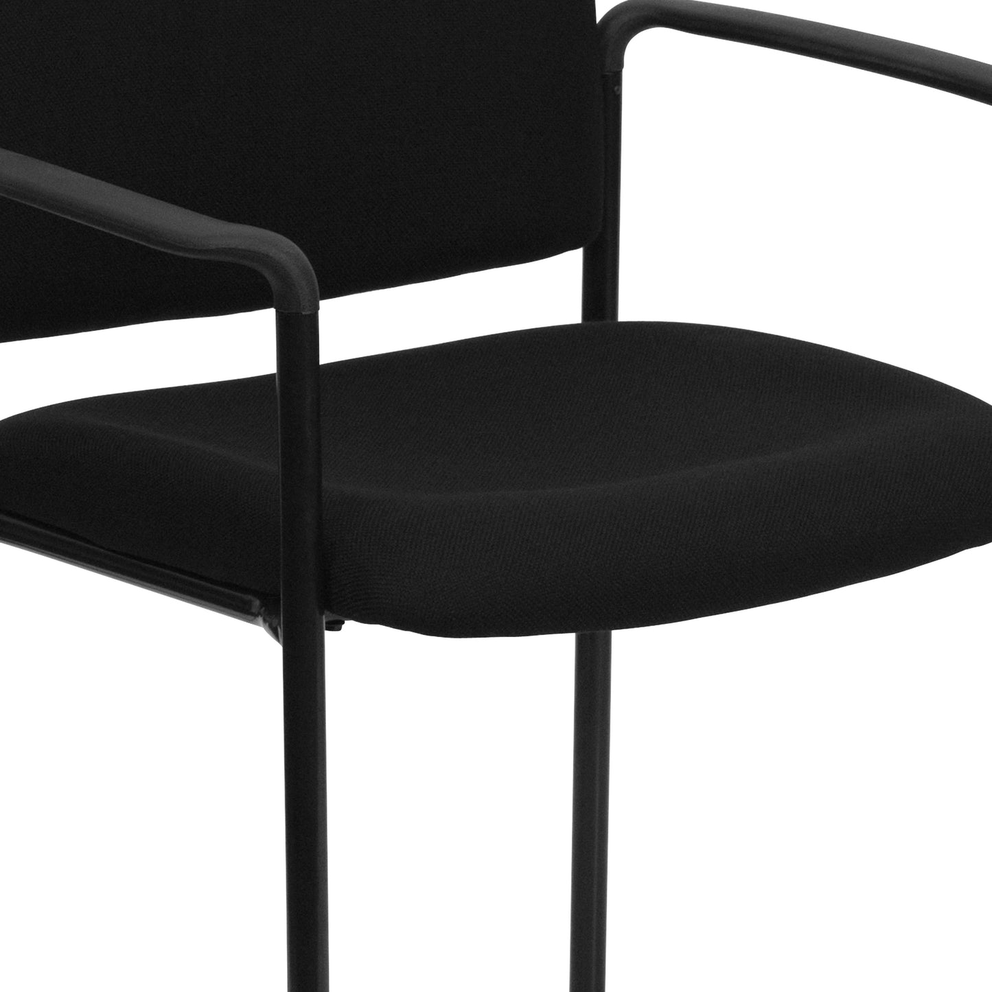 Tiffany Comfort Black Fabric Stackable Steel Side Reception Chair with Arms Black Fabric