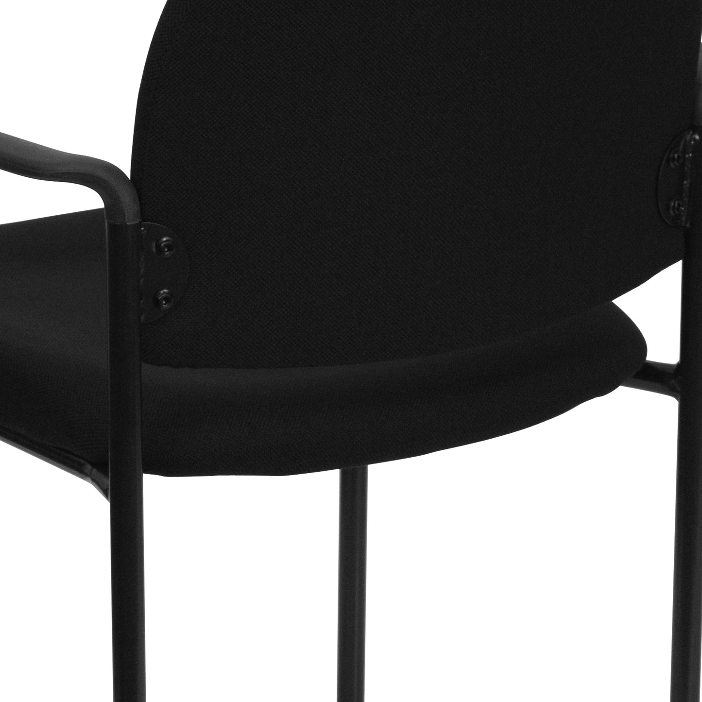 Tiffany Comfort Black Fabric Stackable Steel Side Reception Chair with Arms Black Fabric