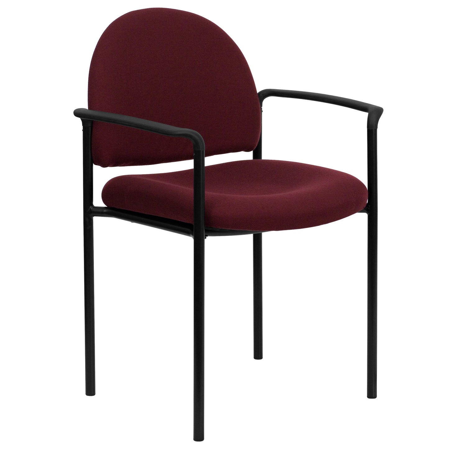 Tiffany Comfort Burgundy Fabric Stackable Steel Side Reception Chair with Arms Burgundy Fabric