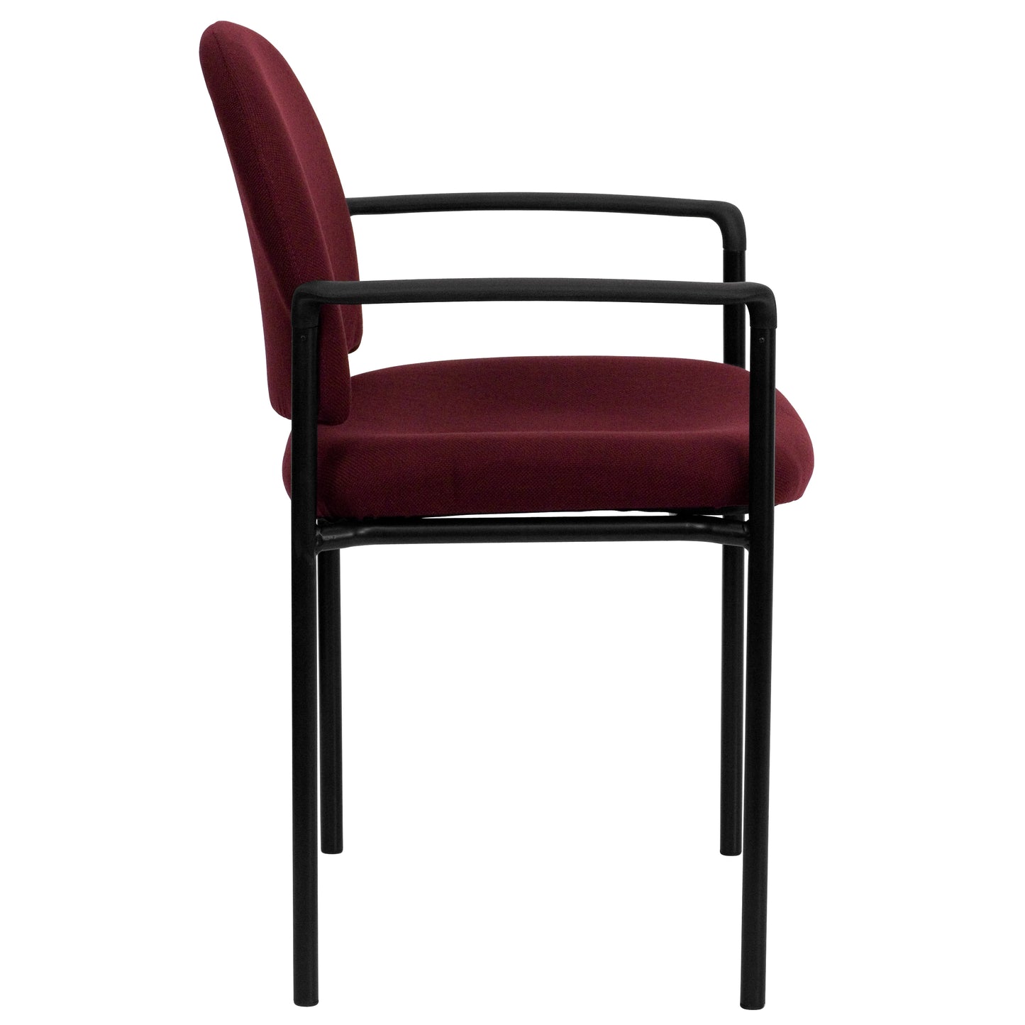 Tiffany Comfort Burgundy Fabric Stackable Steel Side Reception Chair with Arms Burgundy Fabric