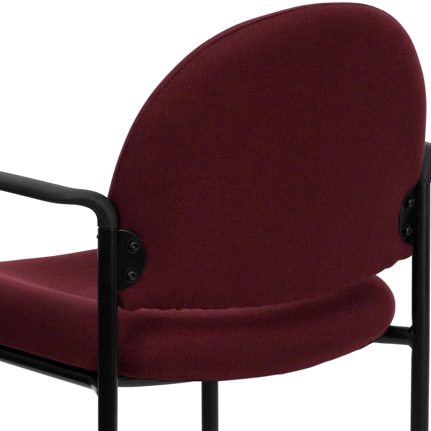 Tiffany Comfort Burgundy Fabric Stackable Steel Side Reception Chair with Arms Burgundy Fabric