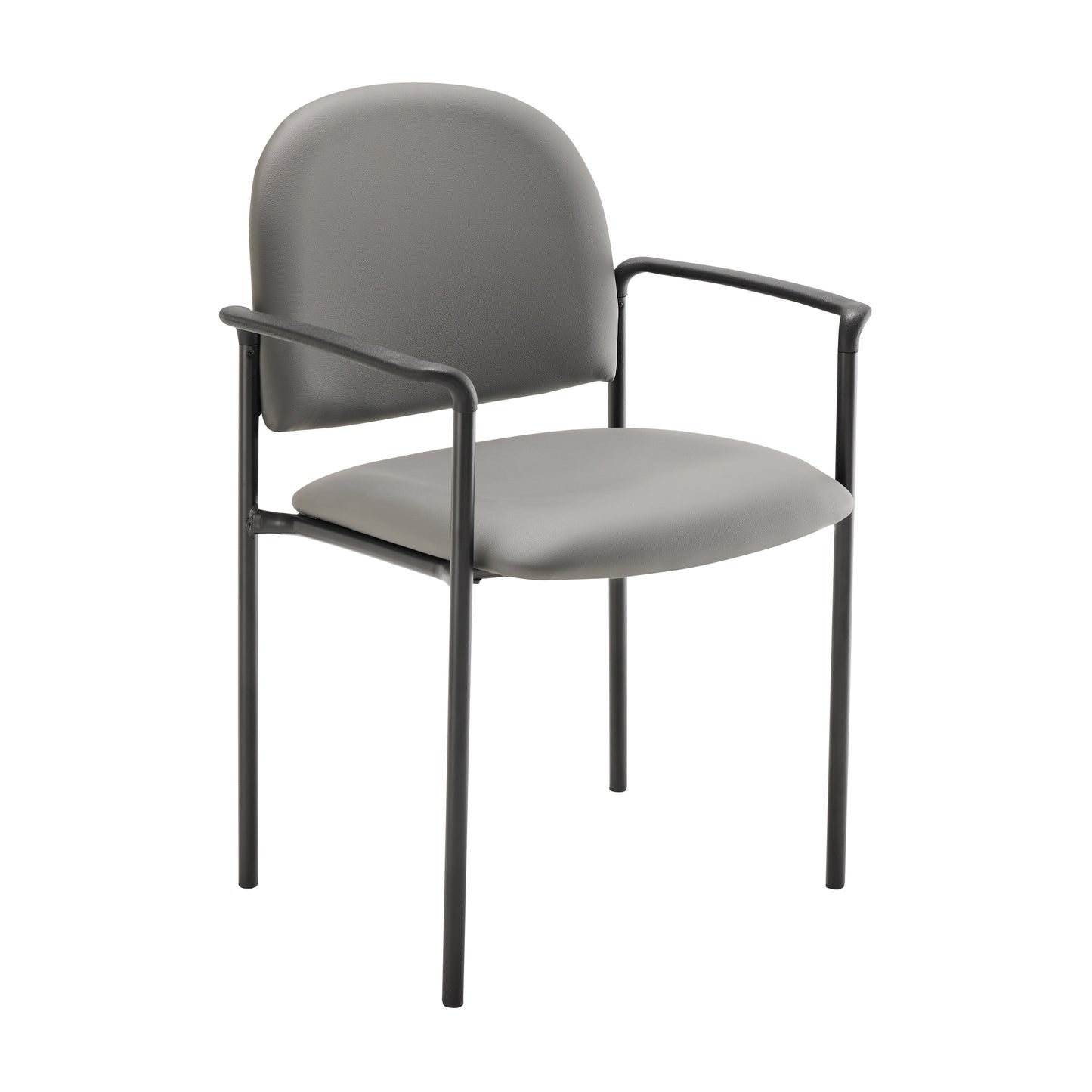 Tiffany Comfort Gray Vinyl Stackable Steel Side Reception Chair with Arms Gray Vinyl