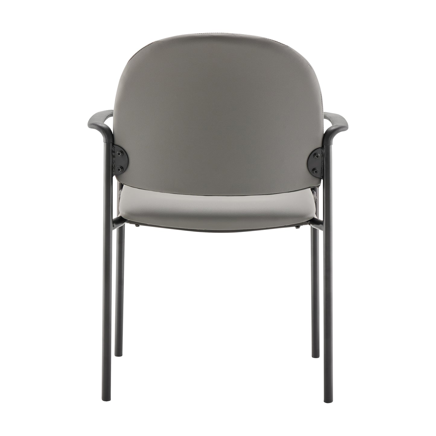 Tiffany Comfort Gray Vinyl Stackable Steel Side Reception Chair with Arms Gray Vinyl