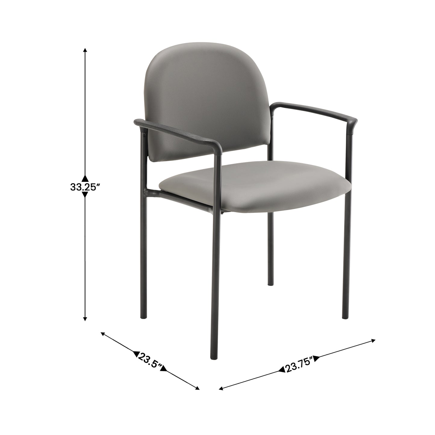 Tiffany Comfort Gray Vinyl Stackable Steel Side Reception Chair with Arms Gray Vinyl