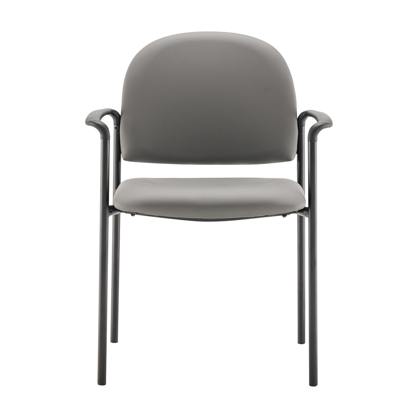 Tiffany Comfort Gray Vinyl Stackable Steel Side Reception Chair with Arms Gray Vinyl