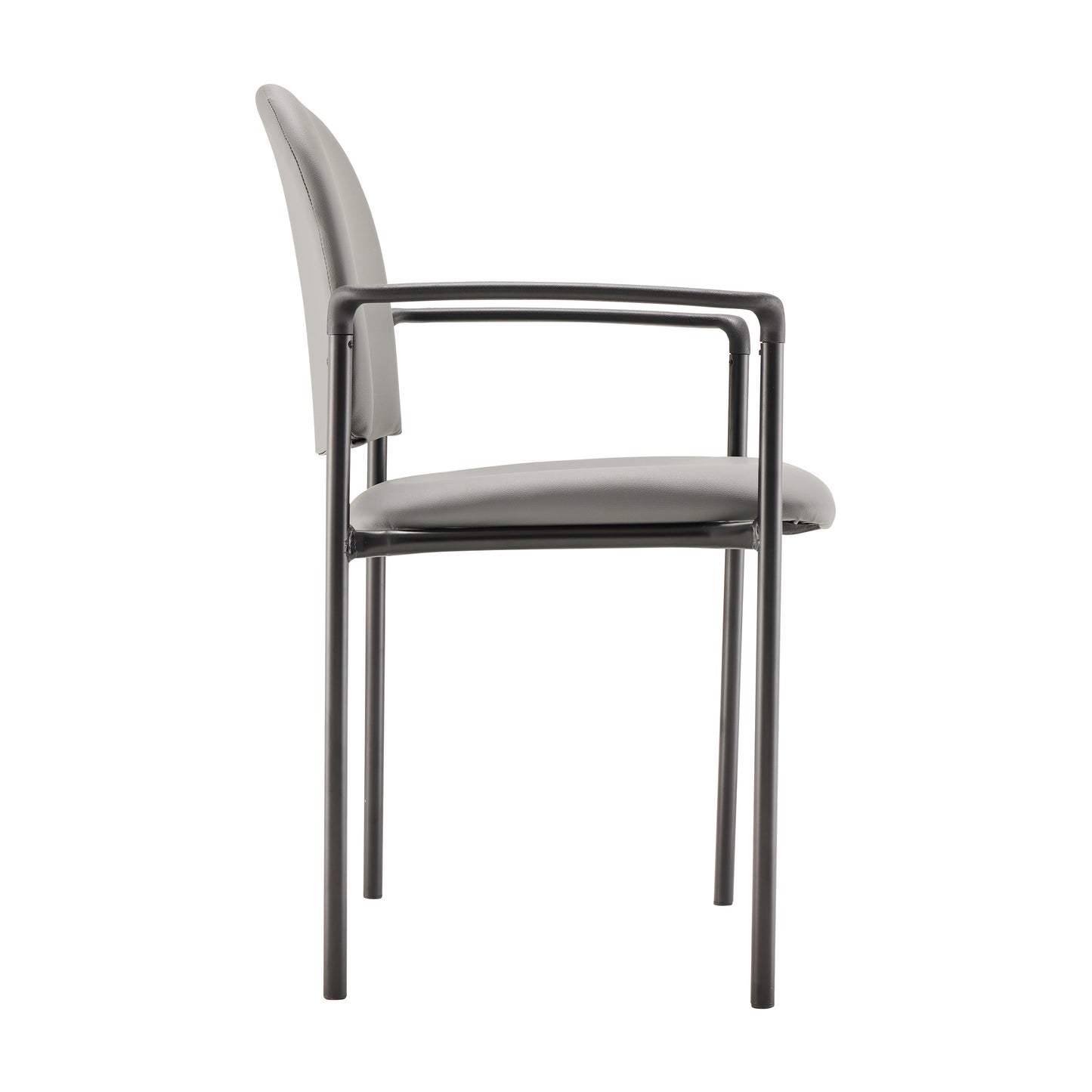 Tiffany Comfort Gray Vinyl Stackable Steel Side Reception Chair with Arms Gray Vinyl