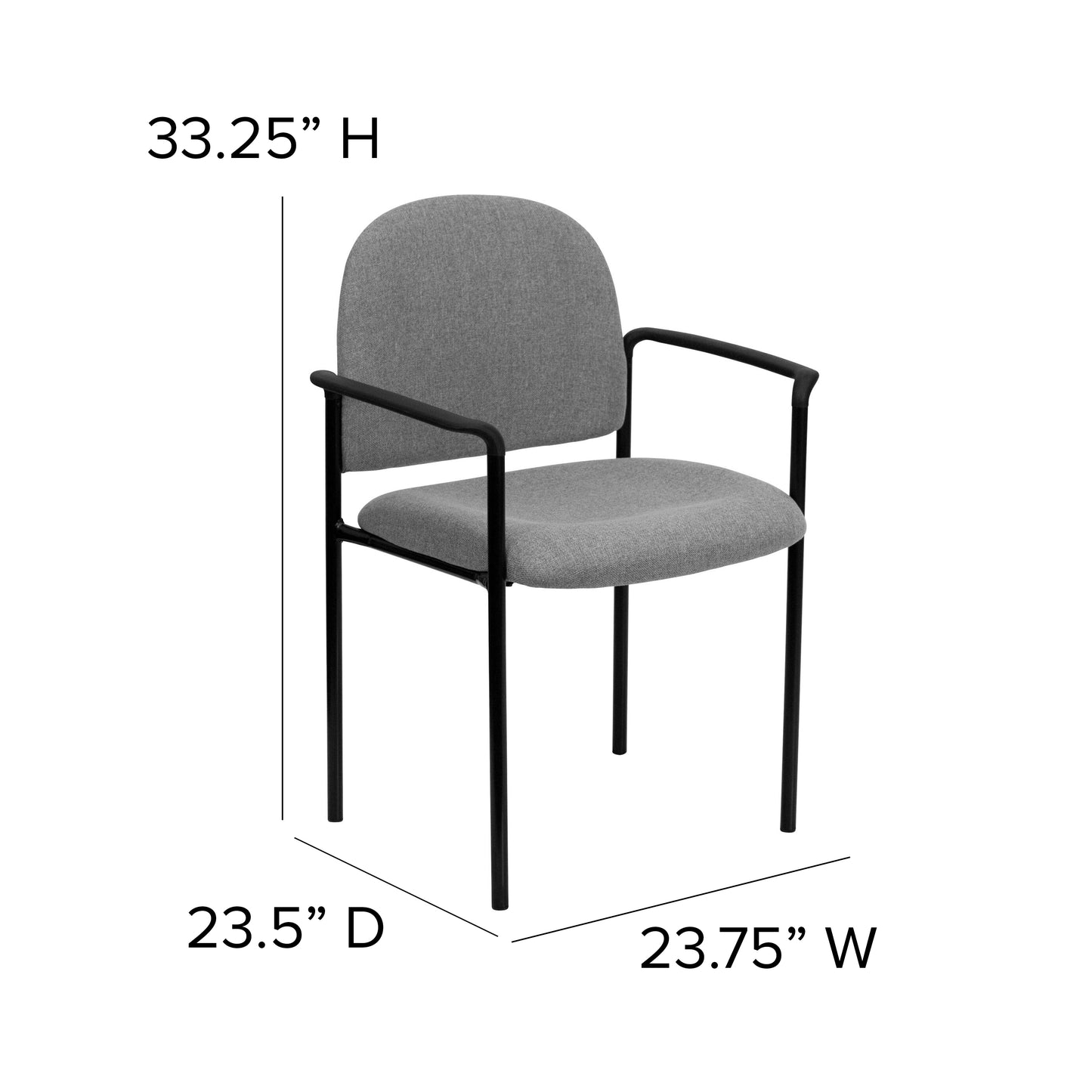 Tiffany Comfort Gray Fabric Stackable Steel Side Reception Chair with Arms Gray Fabric BT-516-1-GY-GG