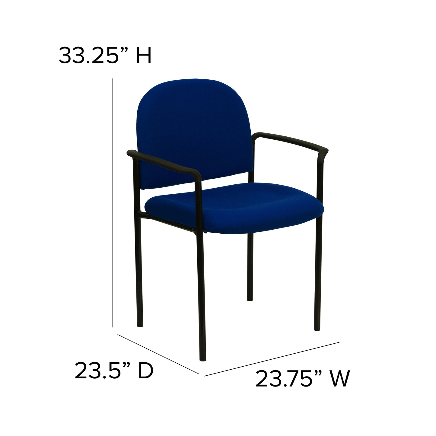 Tiffany Comfort Navy Fabric Stackable Steel Side Reception Chair with Arms Navy Fabric