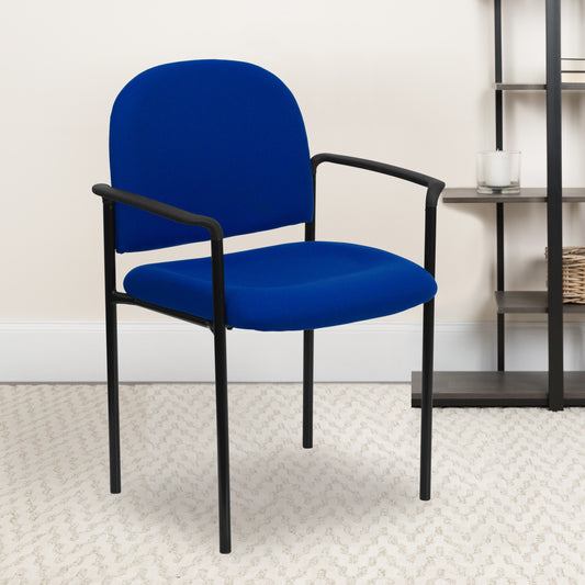 Tiffany Comfort Navy Fabric Stackable Steel Side Reception Chair with Arms Navy Fabric