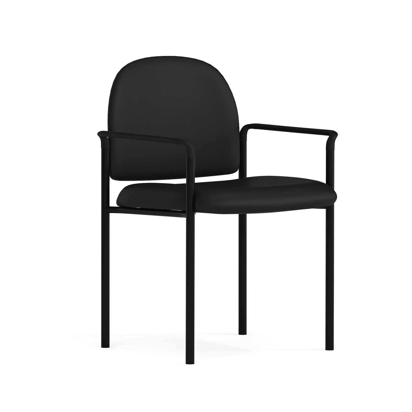 Tiffany Comfort Black Vinyl Stackable Steel Side Reception Chair with Arms Black Vinyl