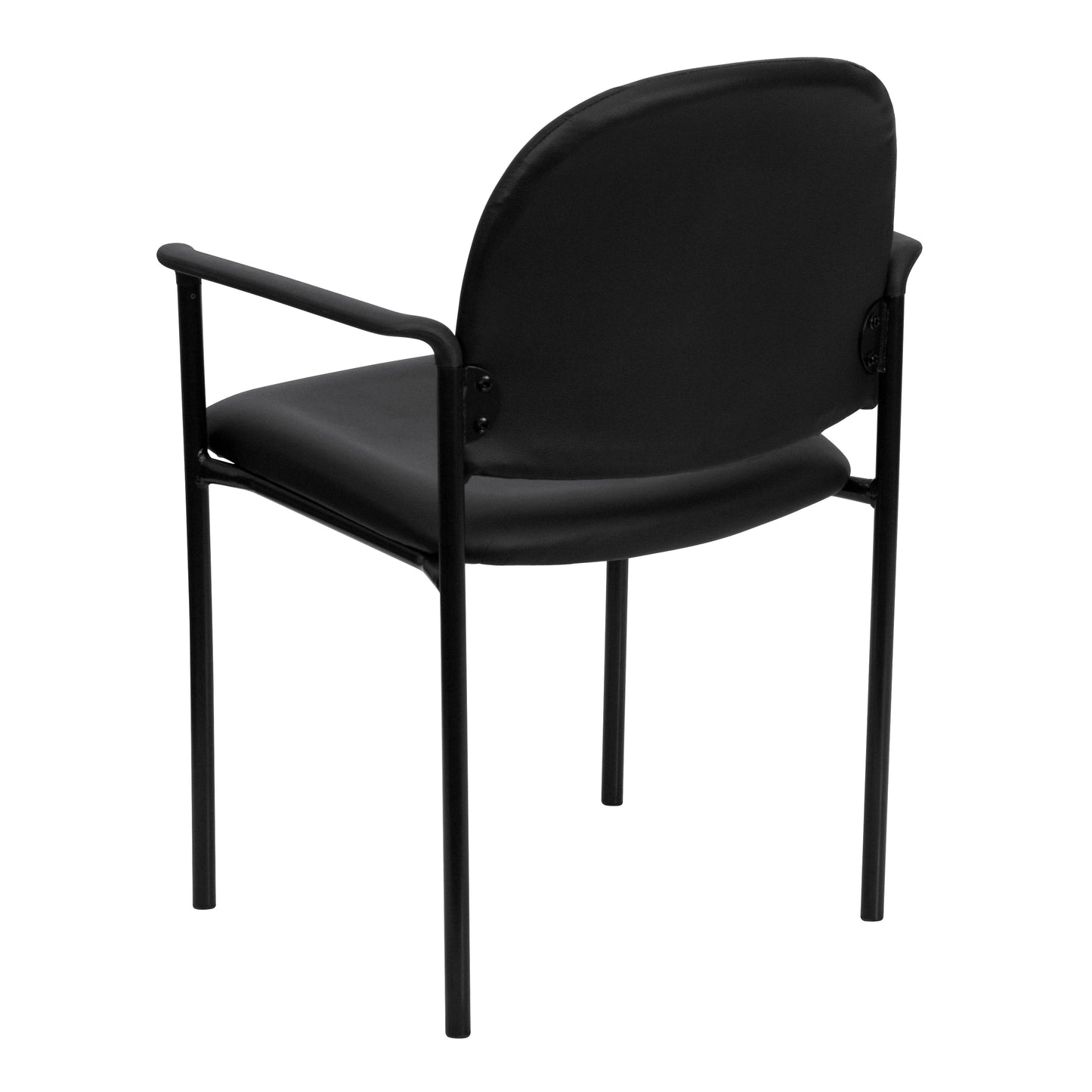 Tiffany Comfort Black Vinyl Stackable Steel Side Reception Chair with Arms Black Vinyl