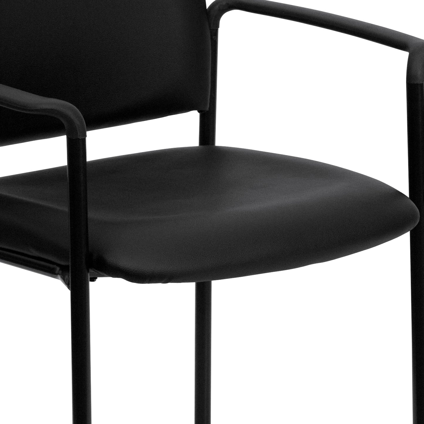 Tiffany Comfort Black Vinyl Stackable Steel Side Reception Chair with Arms Black Vinyl