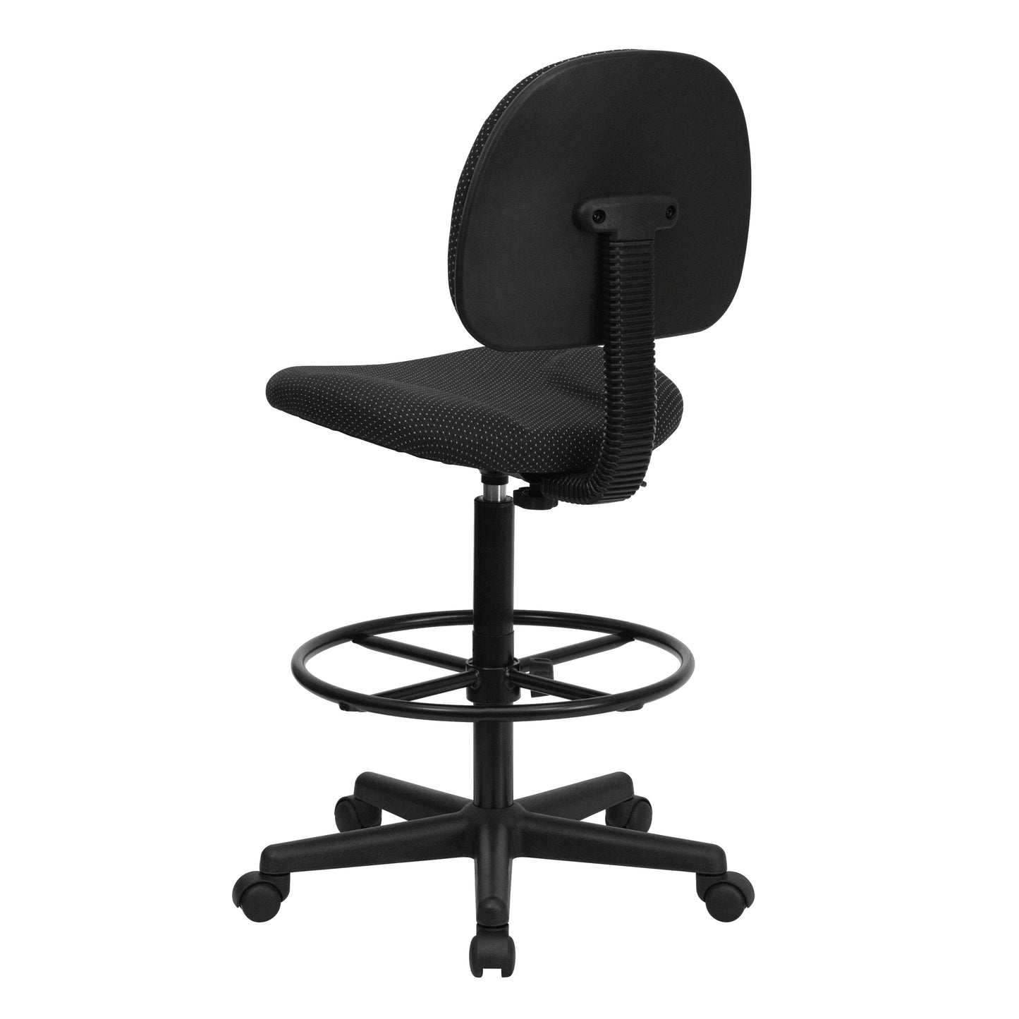 Bruce Black Patterned Fabric Adjustable Height Drafting Chair with Adjustable Foot Ring Black Patterned
