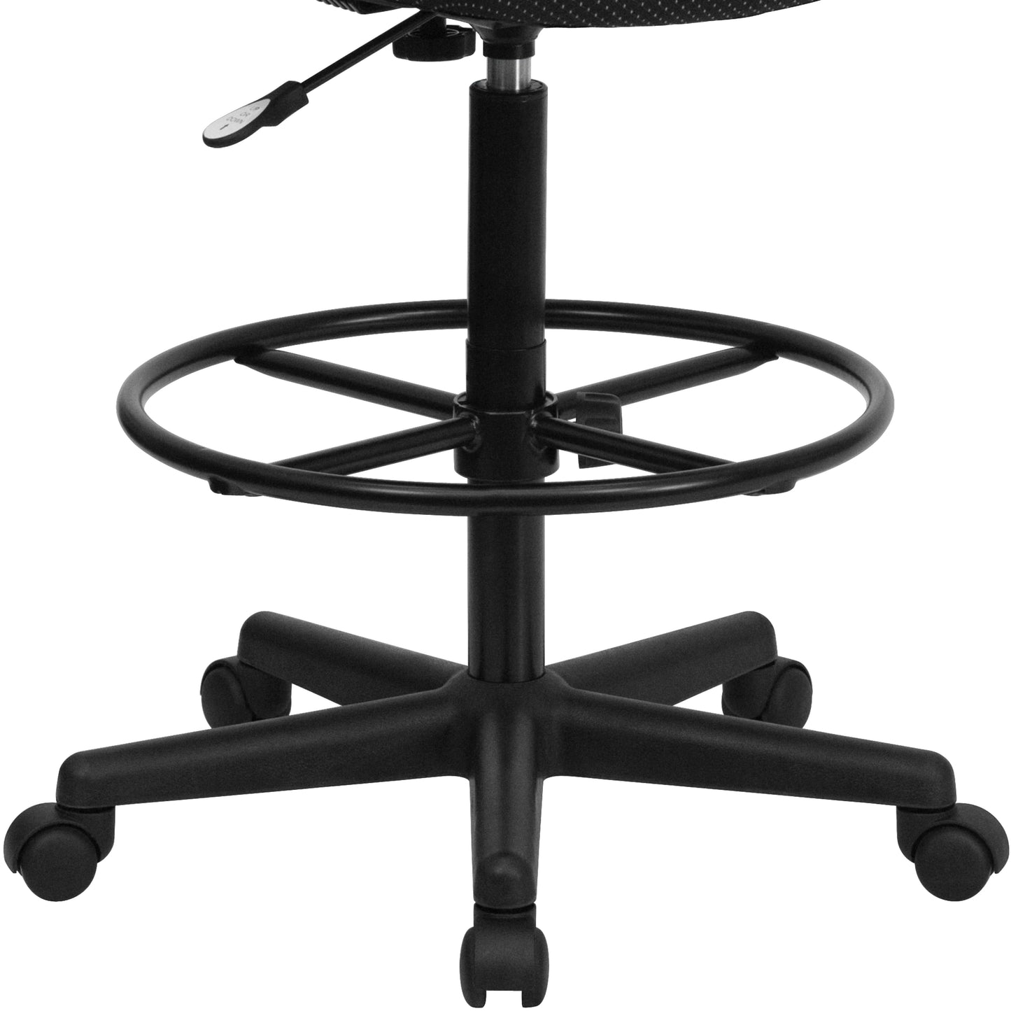 Bruce Black Patterned Fabric Adjustable Height Drafting Chair with Adjustable Foot Ring Black Patterned