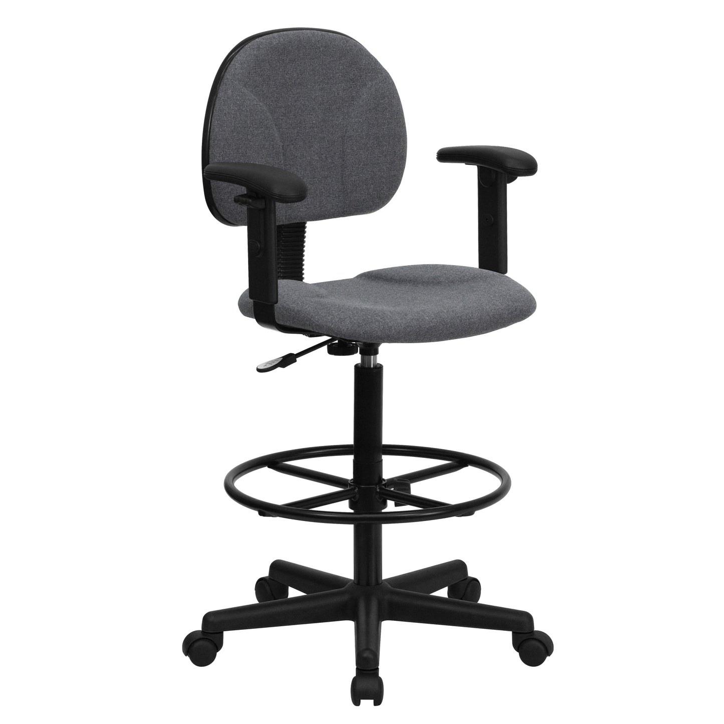 Bruce Gray Fabric Drafting Chair with Adjustable Arms (Cylinders: 22.5''-27''H or 26''-30.5''H) Gray BT-659-GRY-ARMS-GG