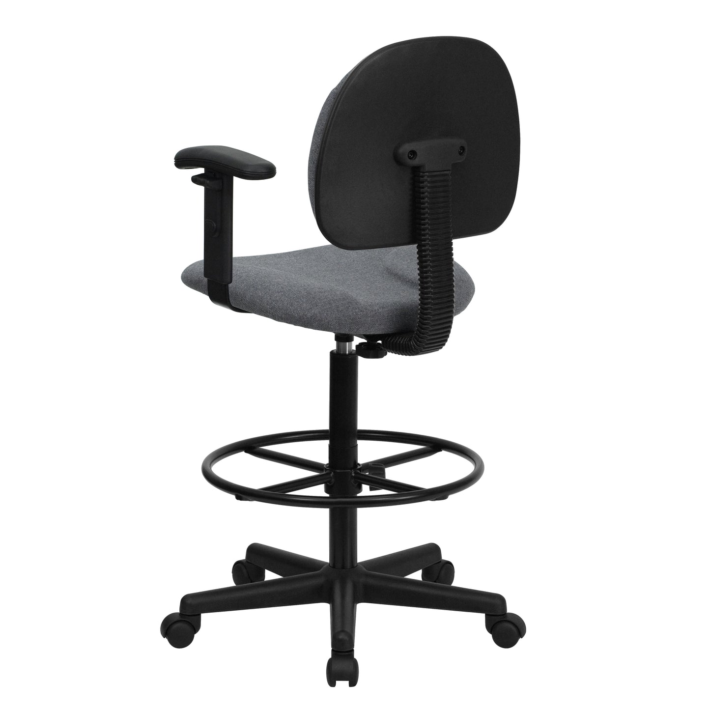 Bruce Gray Fabric Drafting Chair with Adjustable Arms (Cylinders: 22.5''-27''H or 26''-30.5''H) Gray BT-659-GRY-ARMS-GG