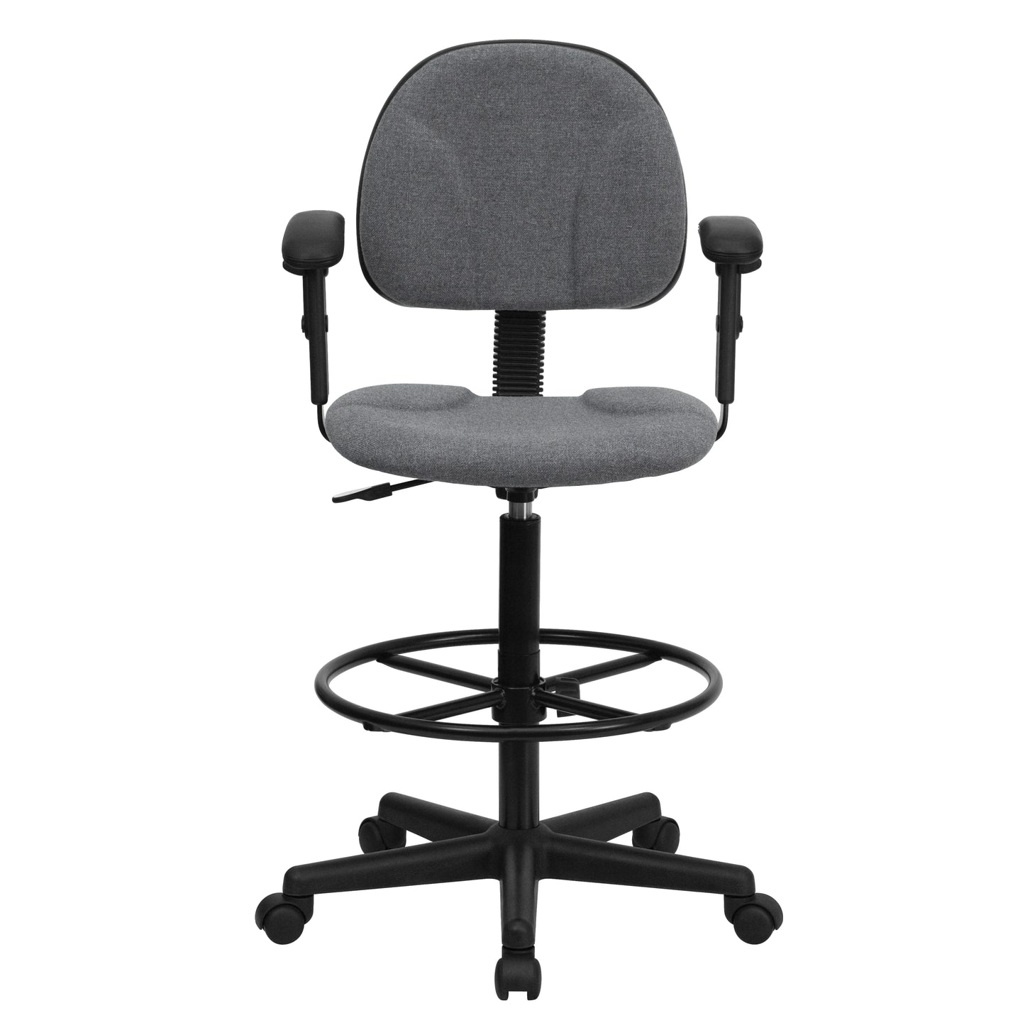Bruce Gray Fabric Drafting Chair with Adjustable Arms (Cylinders: 22.5''-27''H or 26''-30.5''H) Gray BT-659-GRY-ARMS-GG