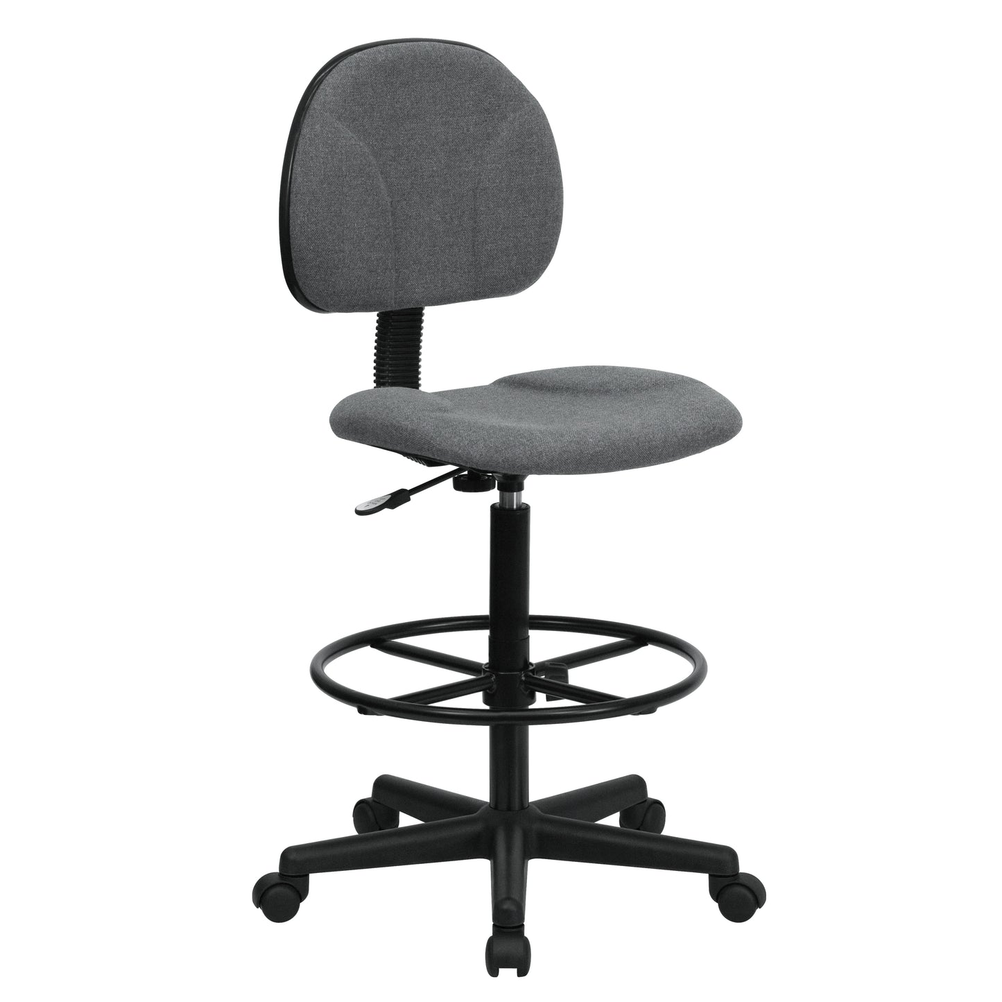Bruce Gray Patterned Fabric Adjustable Height Drafting Chair with Adjustable Foot Ring Gray
