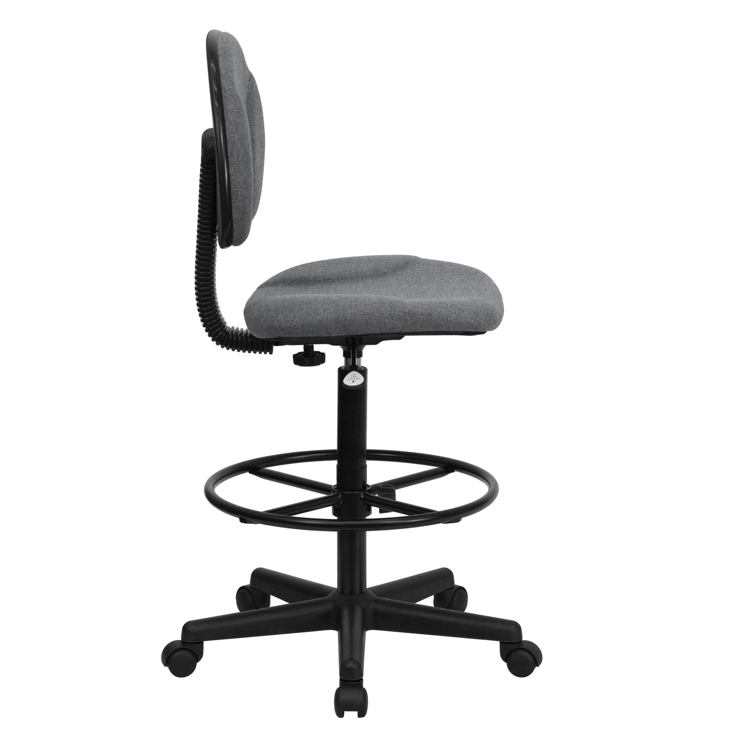 Bruce Gray Patterned Fabric Adjustable Height Drafting Chair with Adjustable Foot Ring Gray