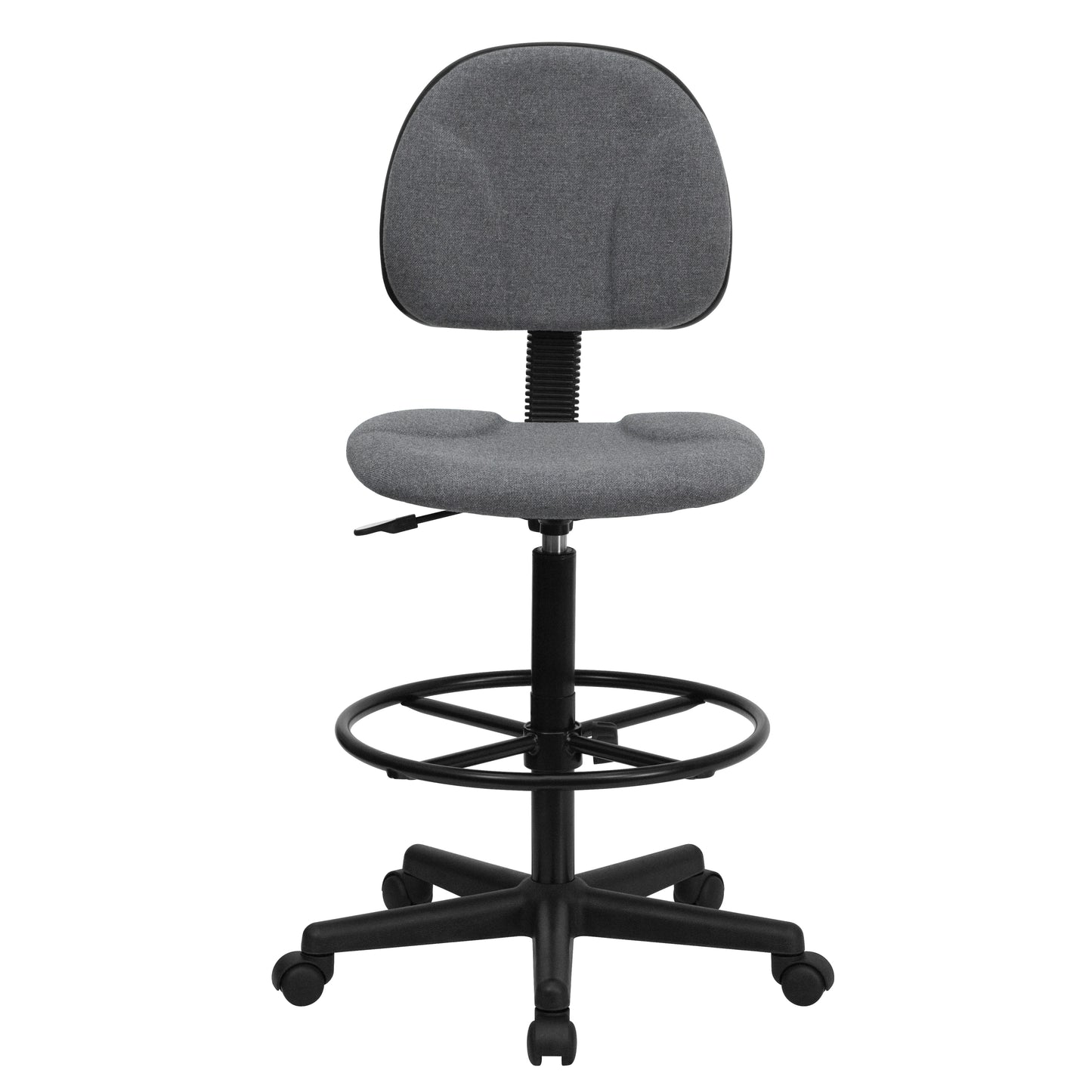 Bruce Gray Patterned Fabric Adjustable Height Drafting Chair with Adjustable Foot Ring Gray