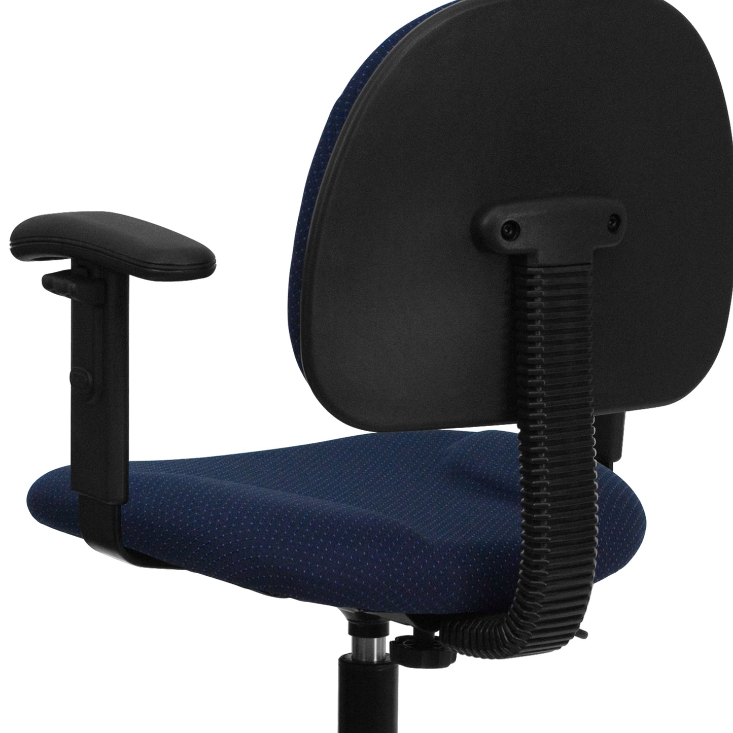 Bruce Navy Blue Patterned Fabric Drafting Chair with Adjustable Arms (Cylinders: 22.5''-27''H or 26''-30.5''H) Navy Blue Patterned BT-659-NVY-ARMS-GG