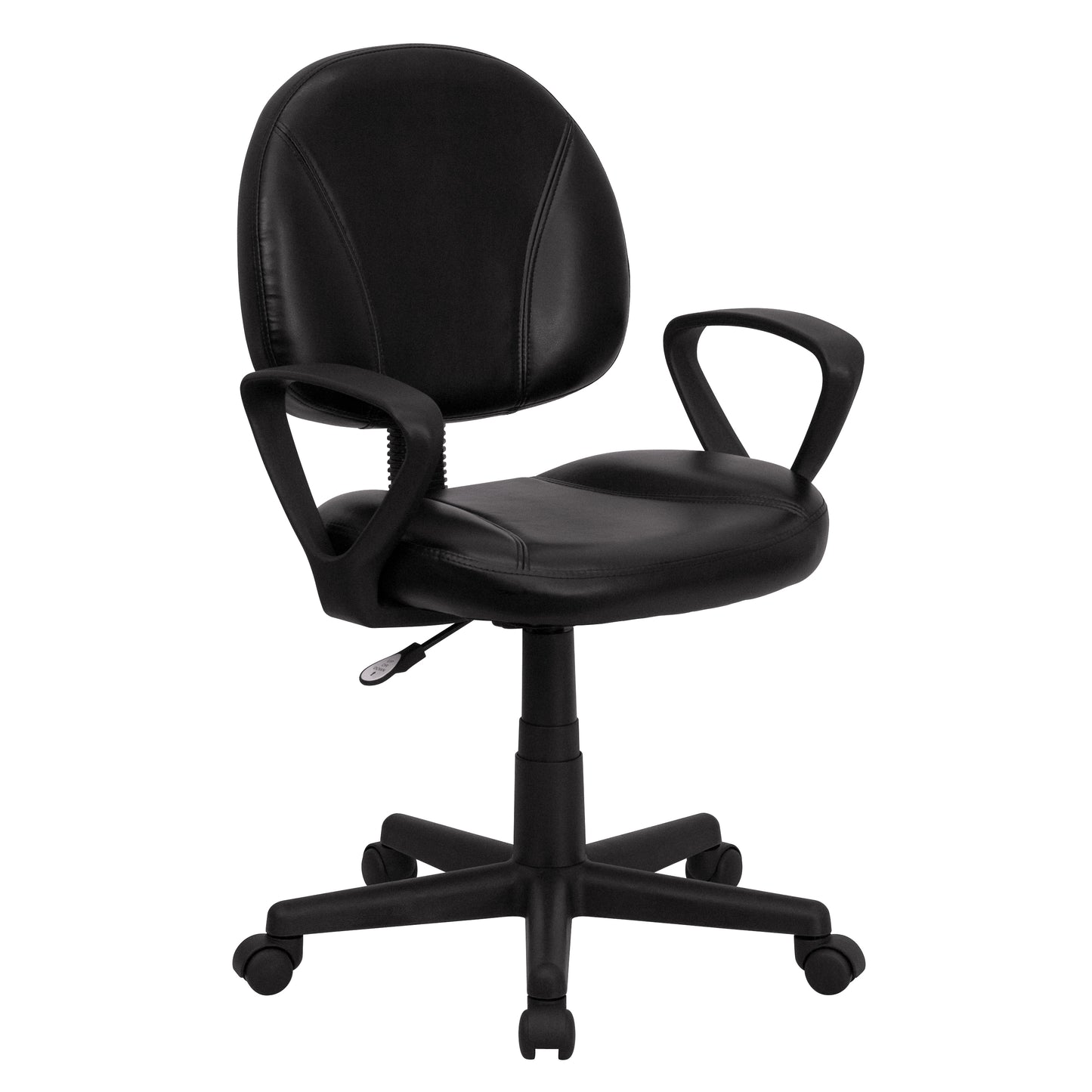 Ronald Mid-Back Black LeatherSoft Swivel Ergonomic Task Office Chair with Back Depth Adjustment and Arms Black