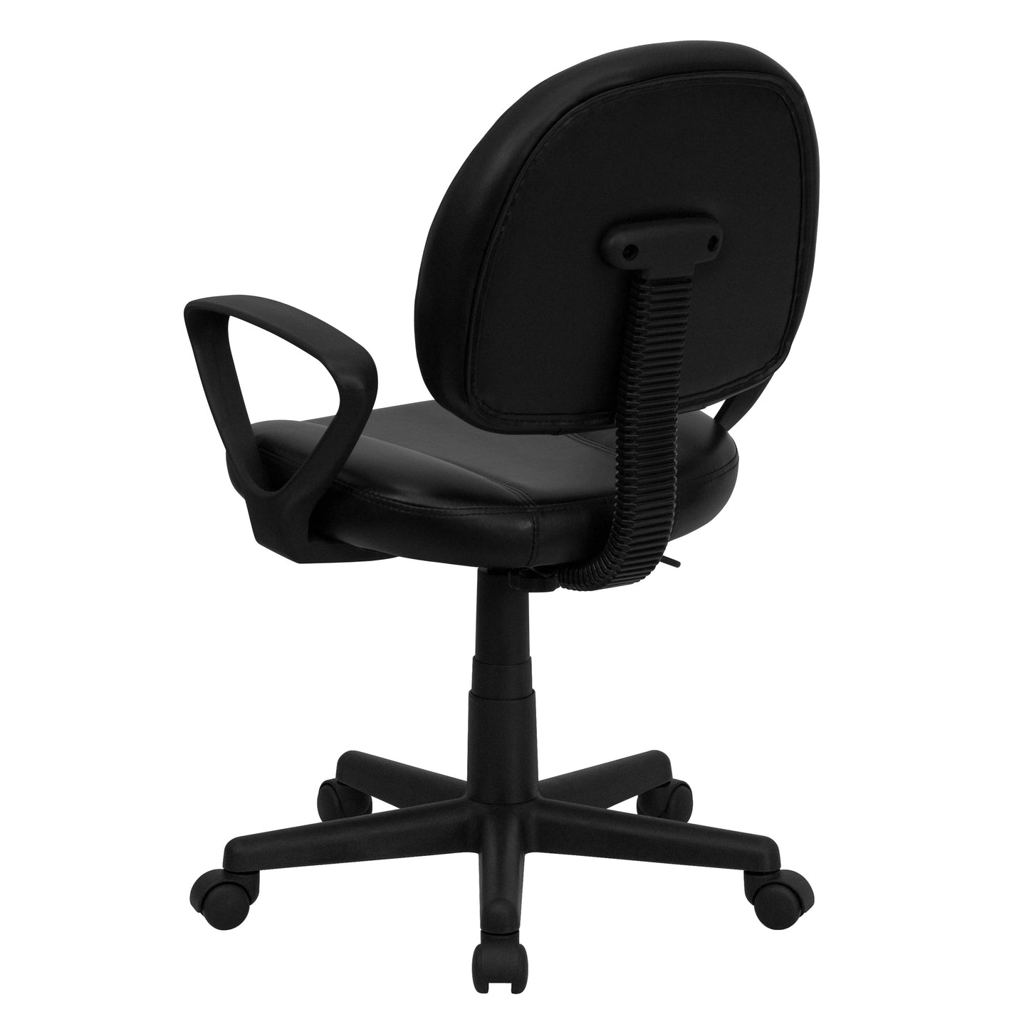 Ronald Mid-Back Black LeatherSoft Swivel Ergonomic Task Office Chair with Back Depth Adjustment and Arms Black
