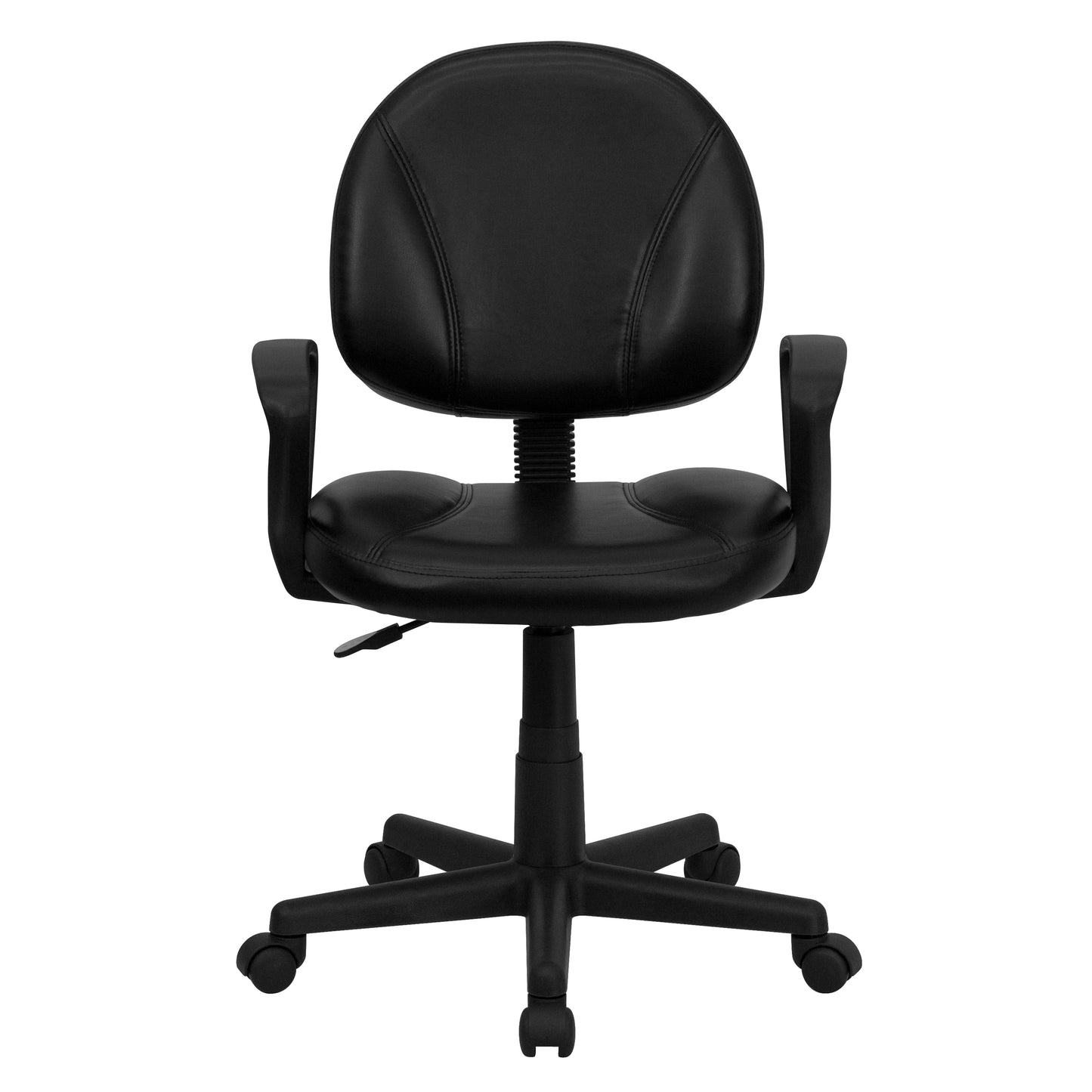 Ronald Mid-Back Black LeatherSoft Swivel Ergonomic Task Office Chair with Back Depth Adjustment and Arms Black