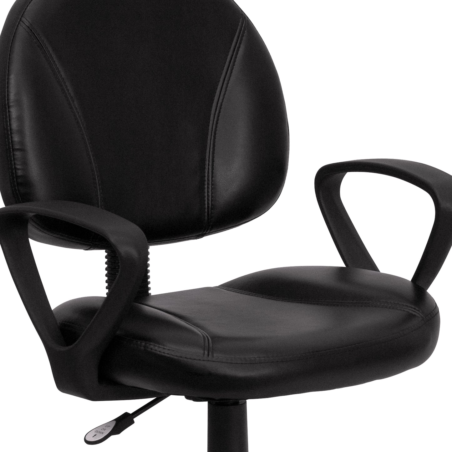 Ronald Mid-Back Black LeatherSoft Swivel Ergonomic Task Office Chair with Back Depth Adjustment and Arms Black