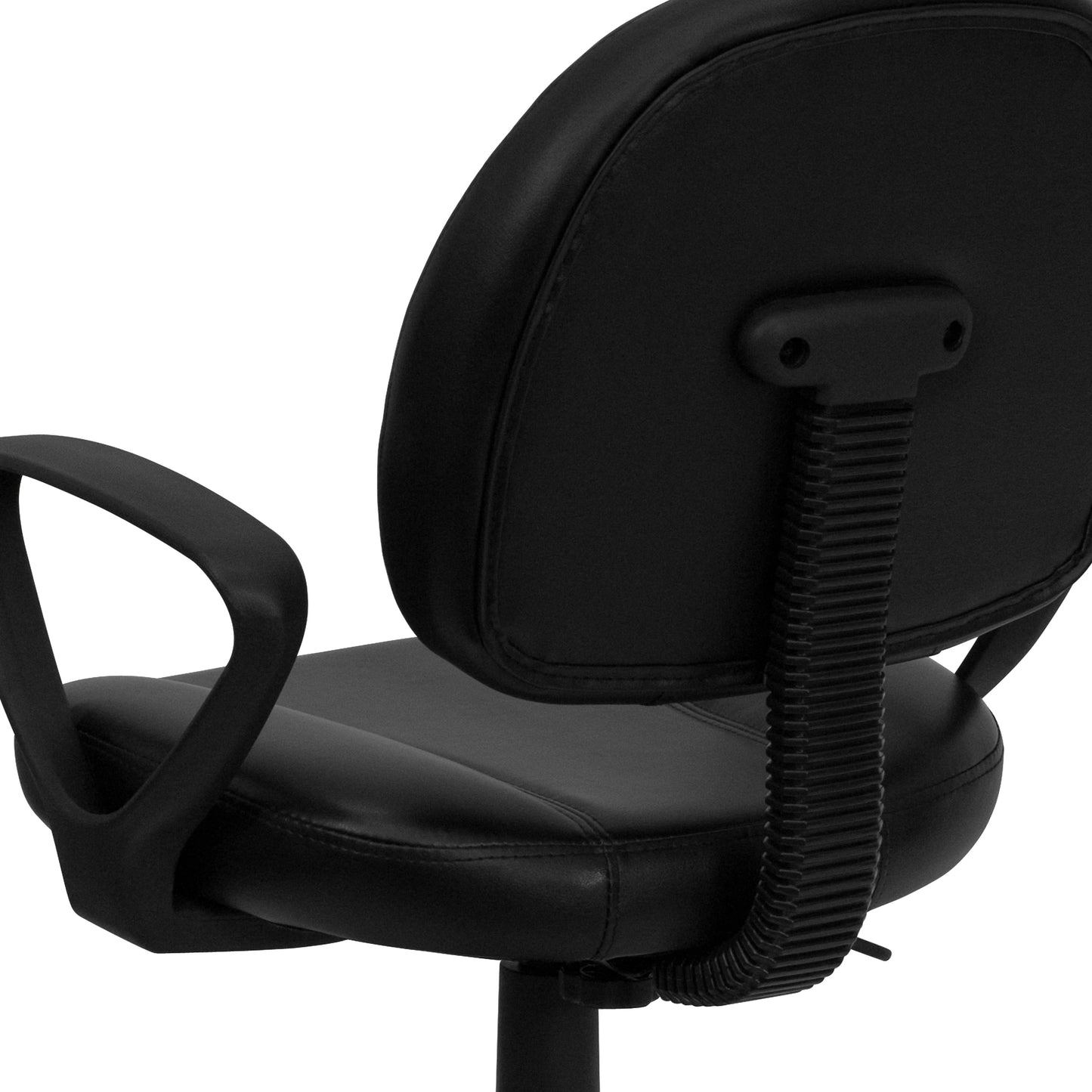 Ronald Mid-Back Black LeatherSoft Swivel Ergonomic Task Office Chair with Back Depth Adjustment and Arms Black