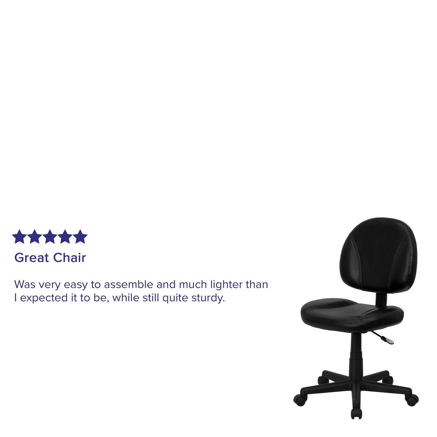 Ronald Mid-Back Black LeatherSoft Swivel Ergonomic Task Office Chair with Back Depth Adjustment Black