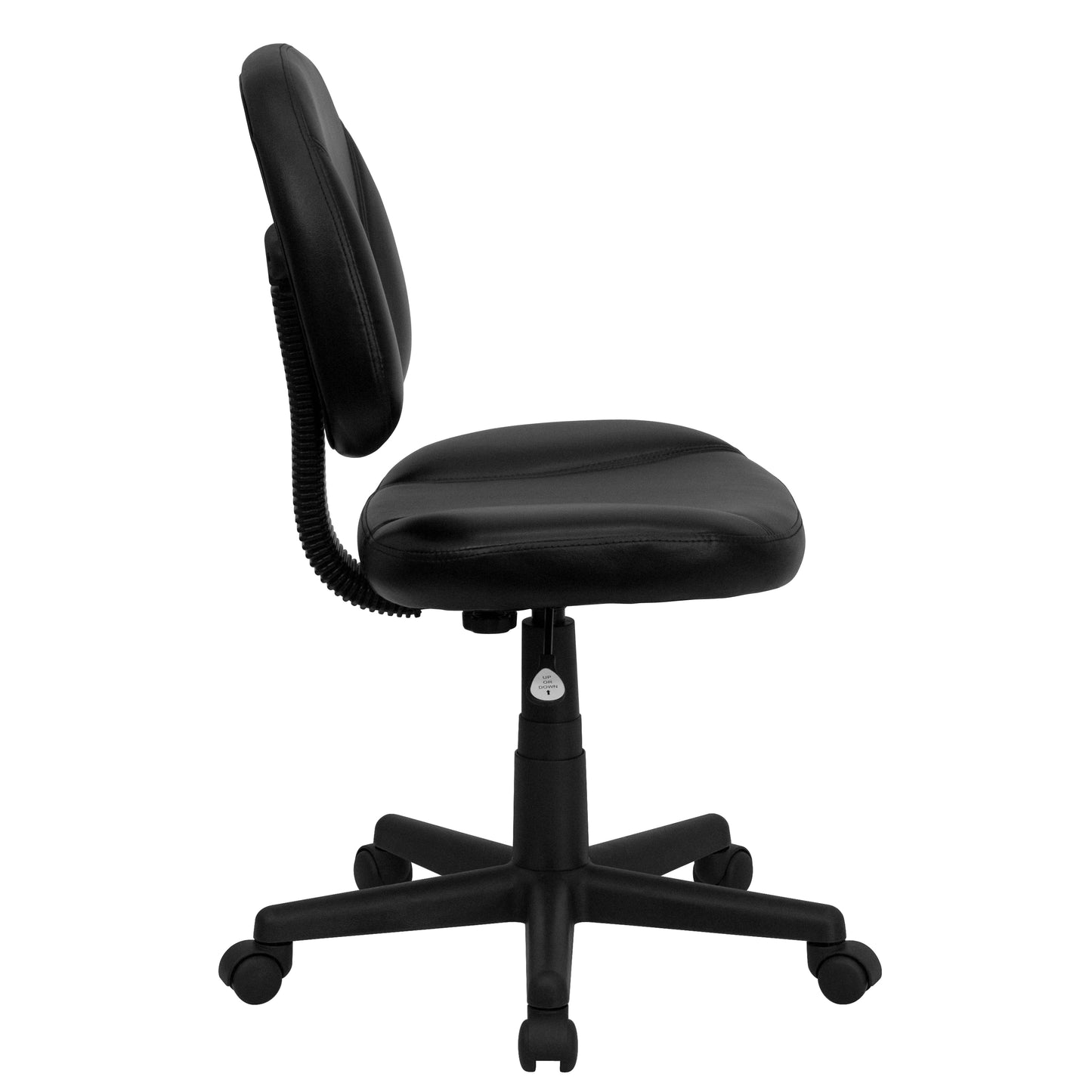 Ronald Mid-Back Black LeatherSoft Swivel Ergonomic Task Office Chair with Back Depth Adjustment Black