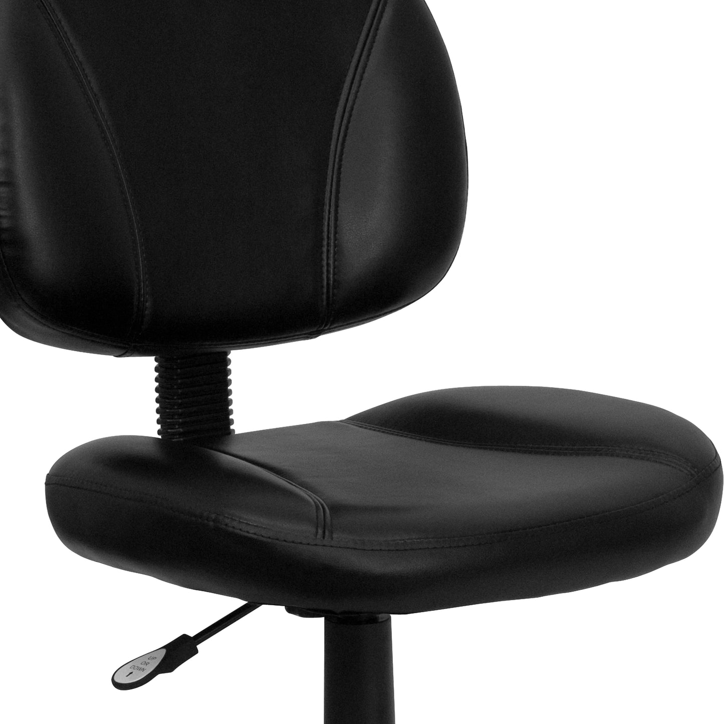 Ronald Mid-Back Black LeatherSoft Swivel Ergonomic Task Office Chair with Back Depth Adjustment Black
