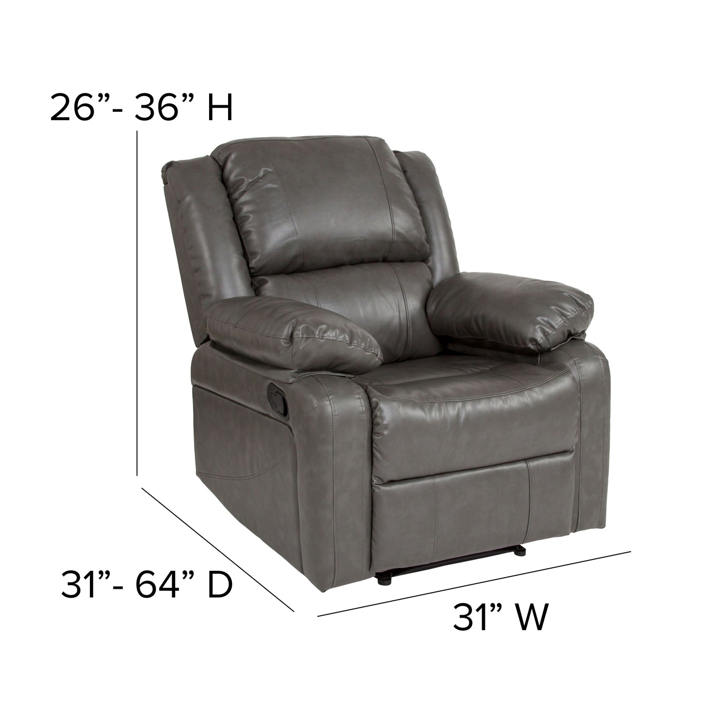 Harmony Series Gray LeatherSoft Recliner Gray LeatherSoft
