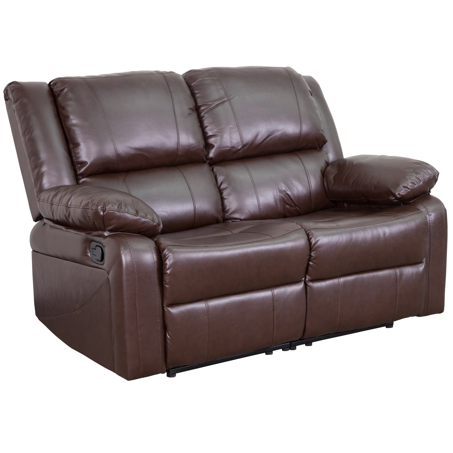 Harmony Series Brown LeatherSoft Loveseat with Two Built-In Recliners Brown LeatherSoft