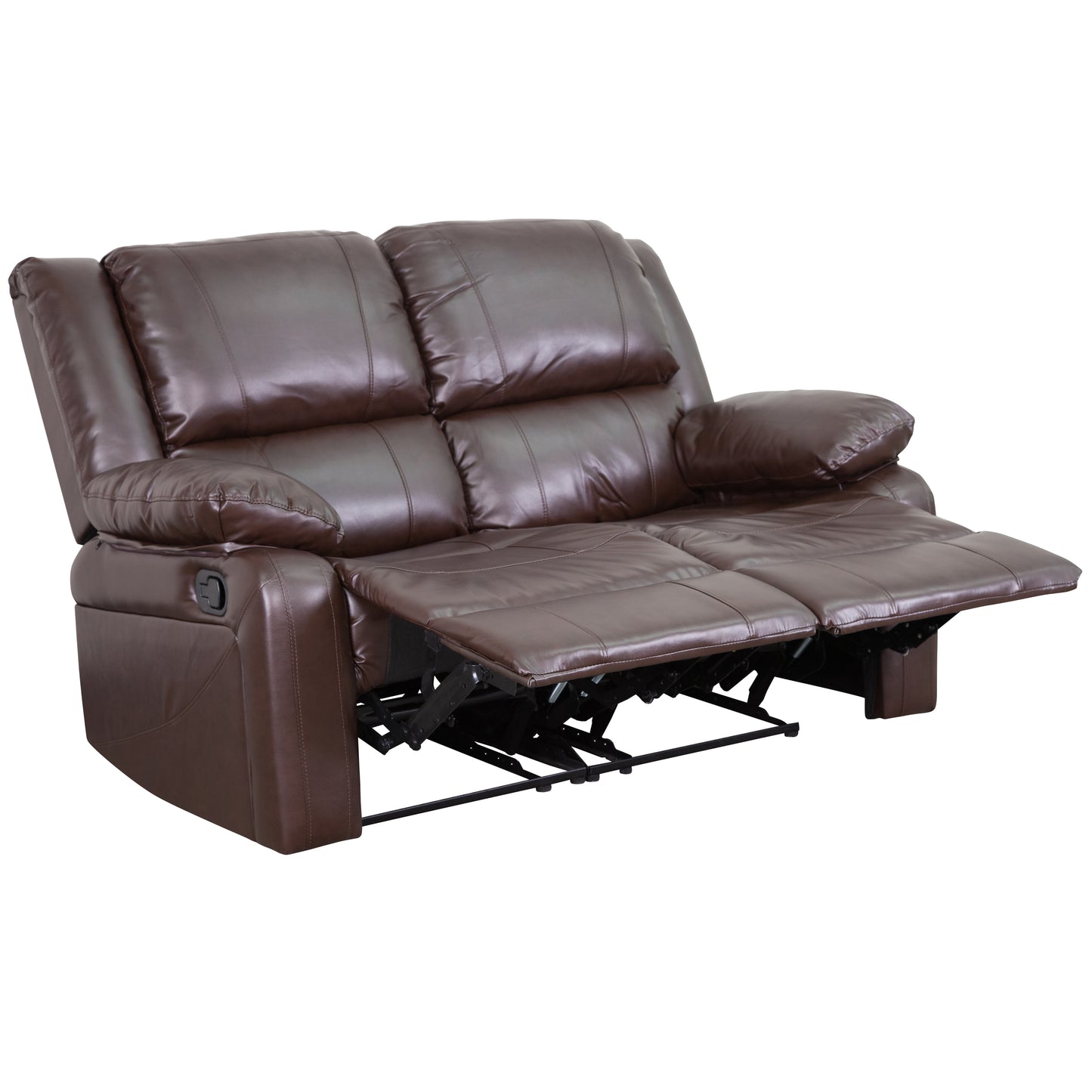 Harmony Series Brown LeatherSoft Loveseat with Two Built-In Recliners Brown LeatherSoft