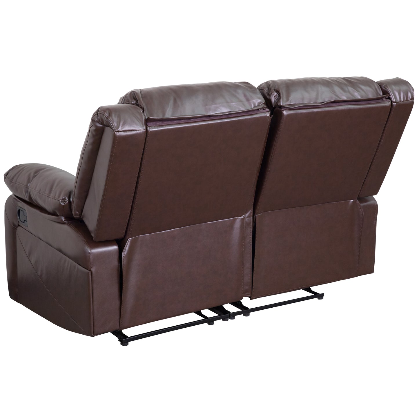Harmony Series Brown LeatherSoft Loveseat with Two Built-In Recliners Brown LeatherSoft