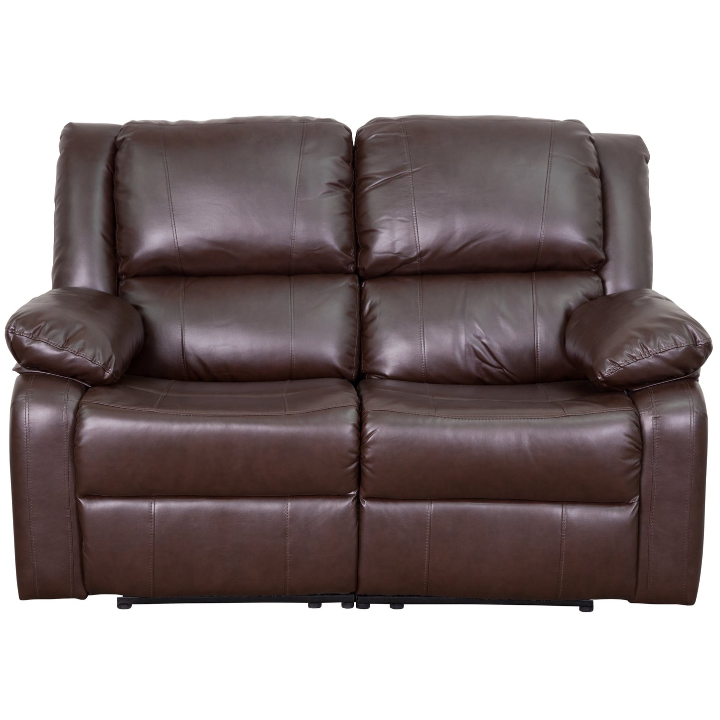 Harmony Series Brown LeatherSoft Loveseat with Two Built-In Recliners Brown LeatherSoft