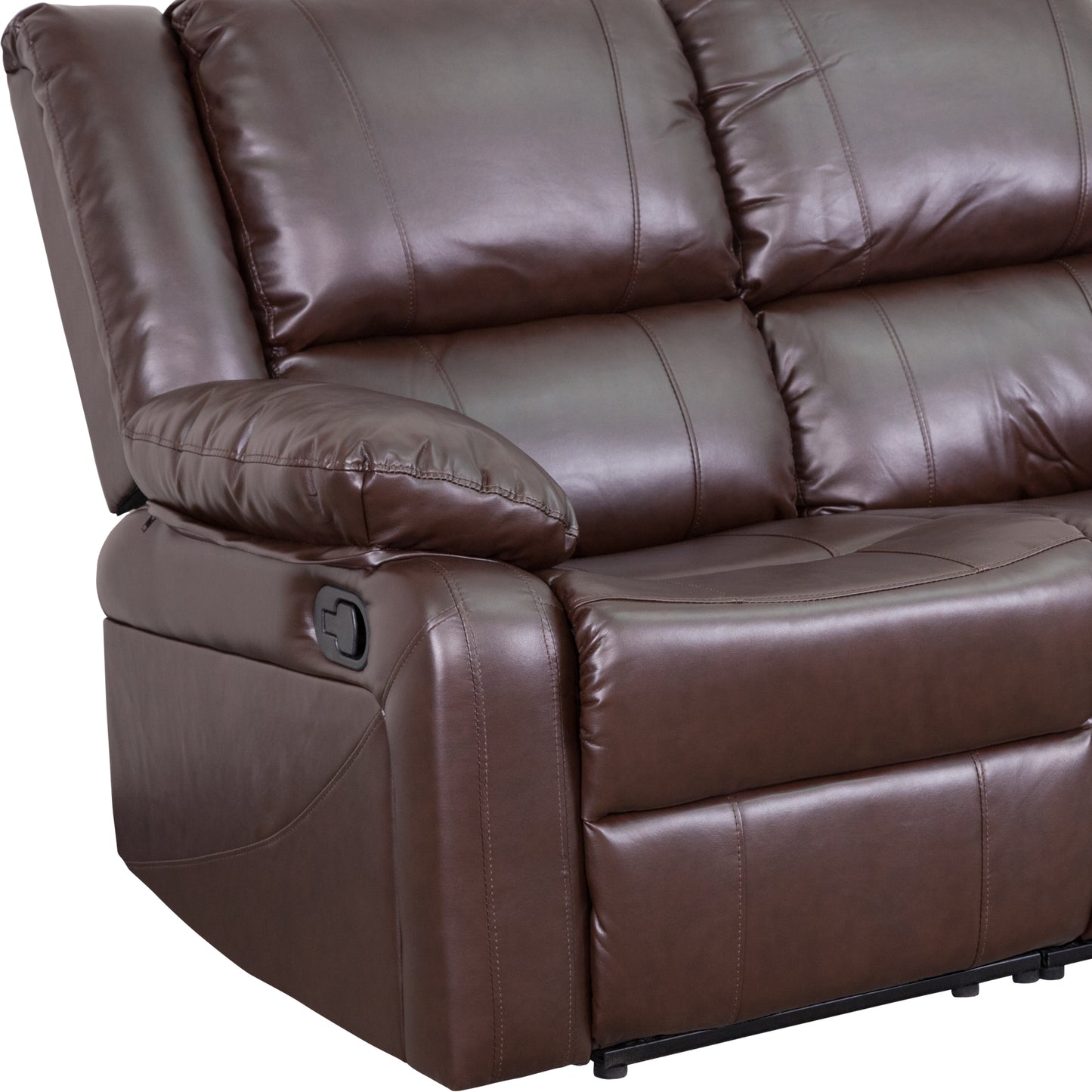 Harmony Series Brown LeatherSoft Loveseat with Two Built-In Recliners Brown LeatherSoft