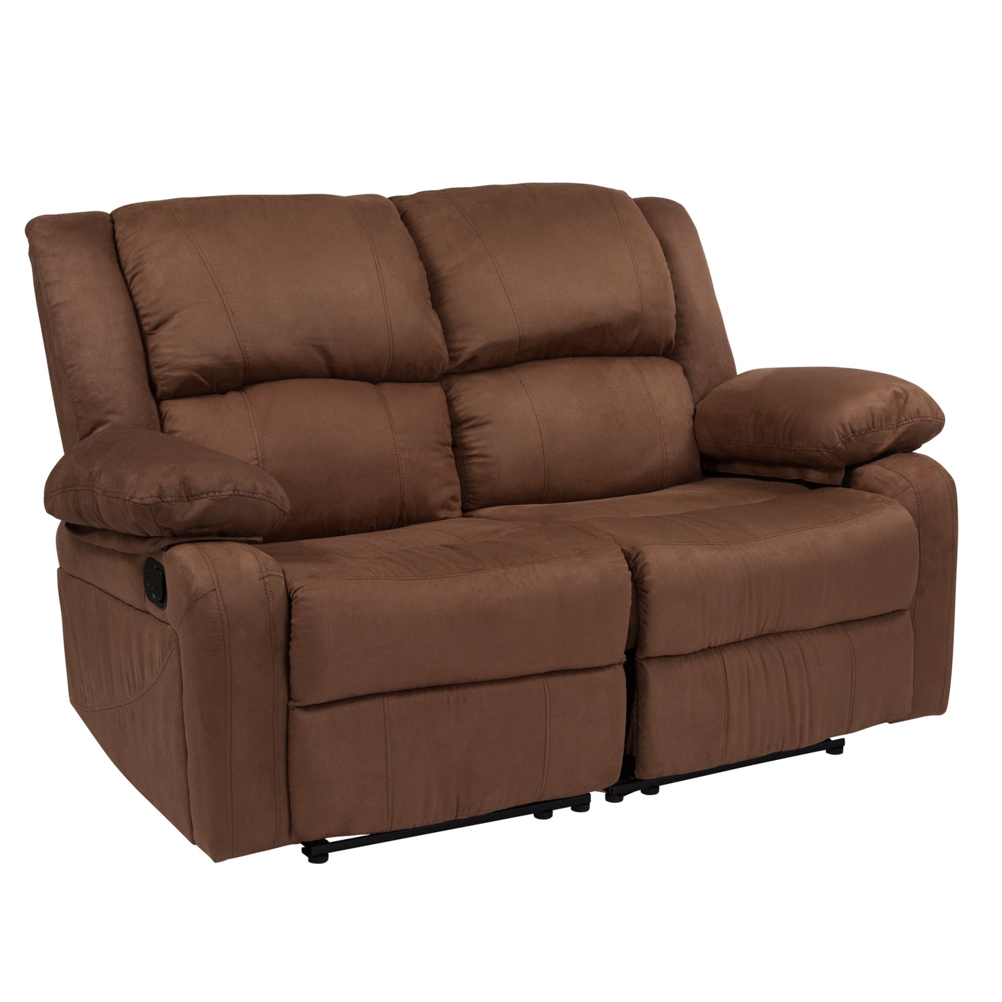 Harmony Series Chocolate Brown Microfiber Loveseat with Two Built-In Recliners Chocolate Brown Microfiber