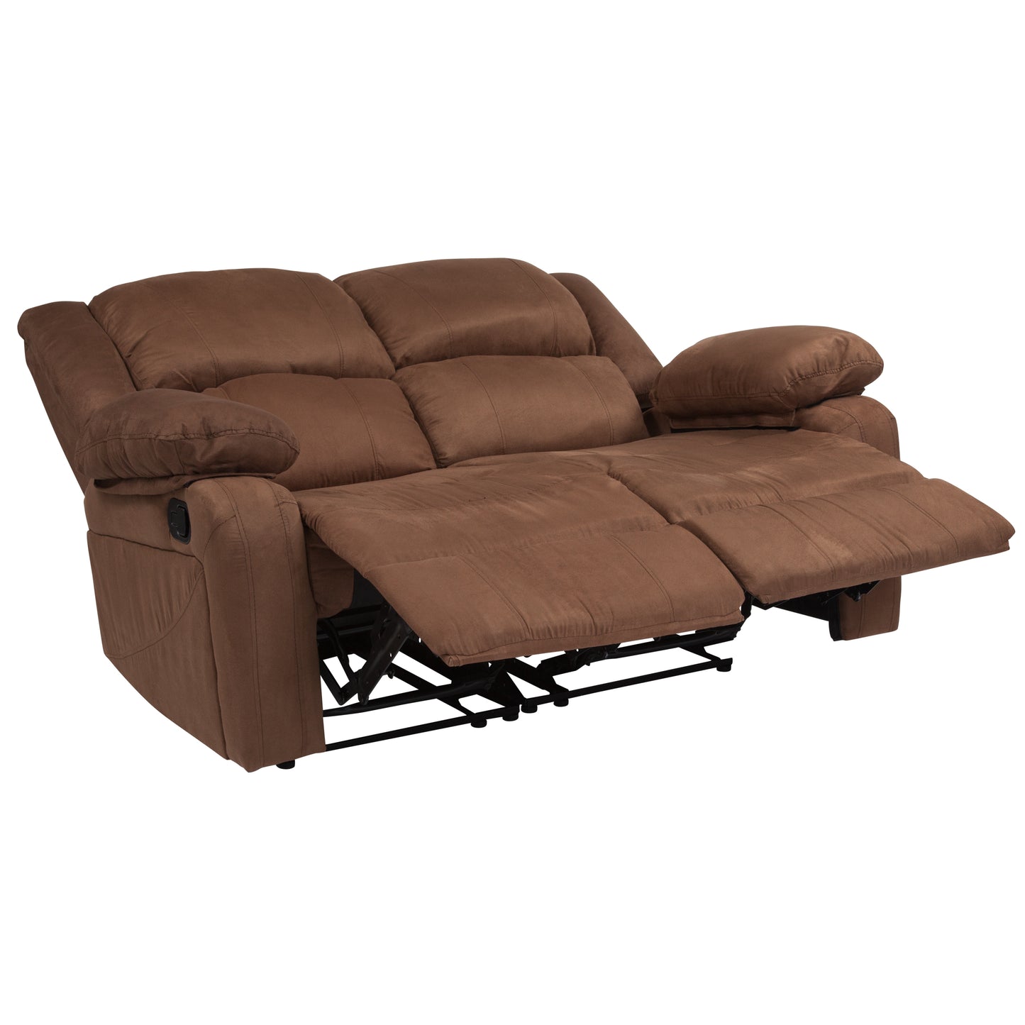 Harmony Series Chocolate Brown Microfiber Loveseat with Two Built-In Recliners Chocolate Brown Microfiber