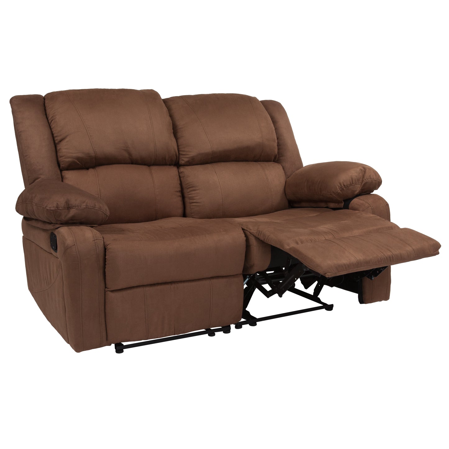 Harmony Series Chocolate Brown Microfiber Loveseat with Two Built-In Recliners Chocolate Brown Microfiber