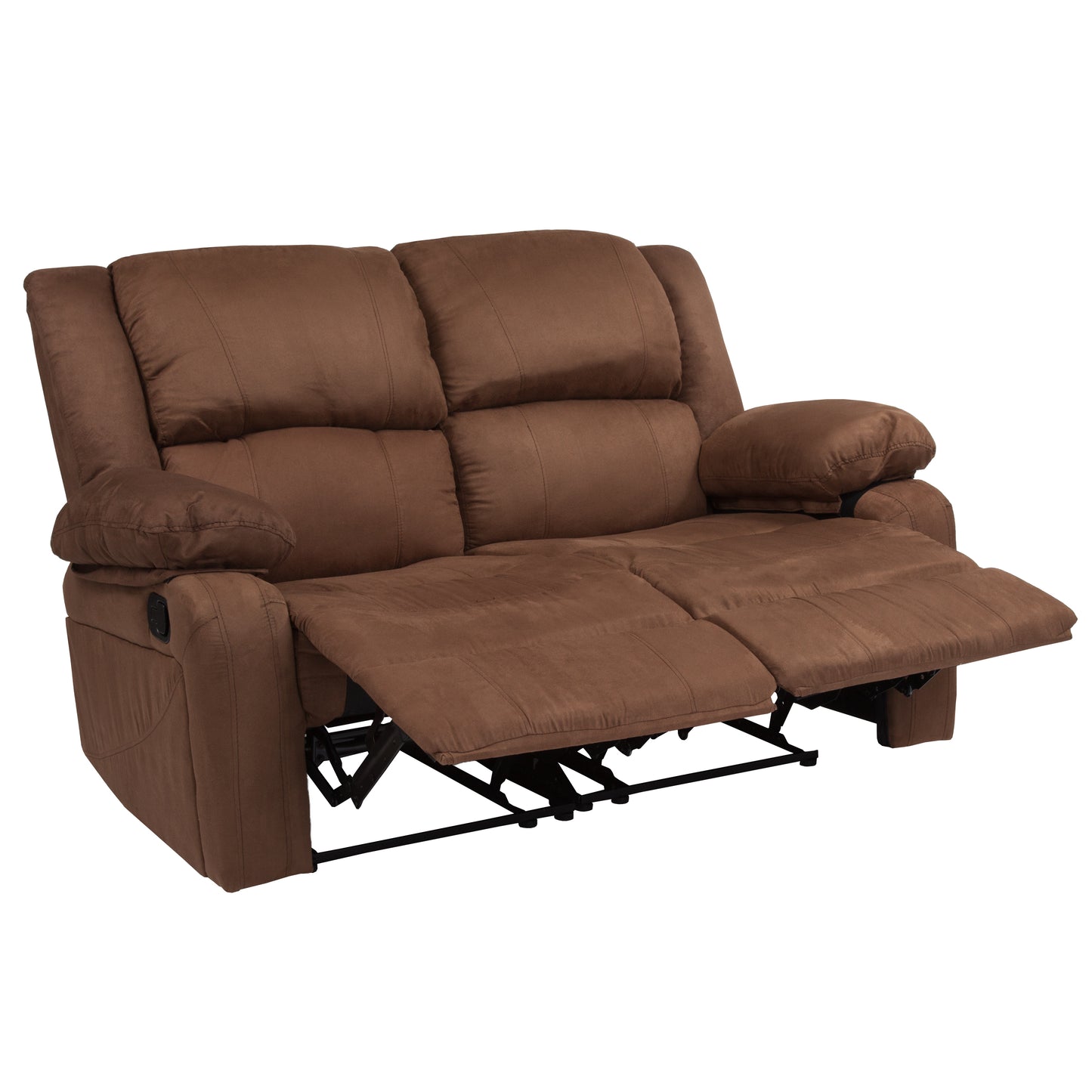 Harmony Series Chocolate Brown Microfiber Loveseat with Two Built-In Recliners Chocolate Brown Microfiber